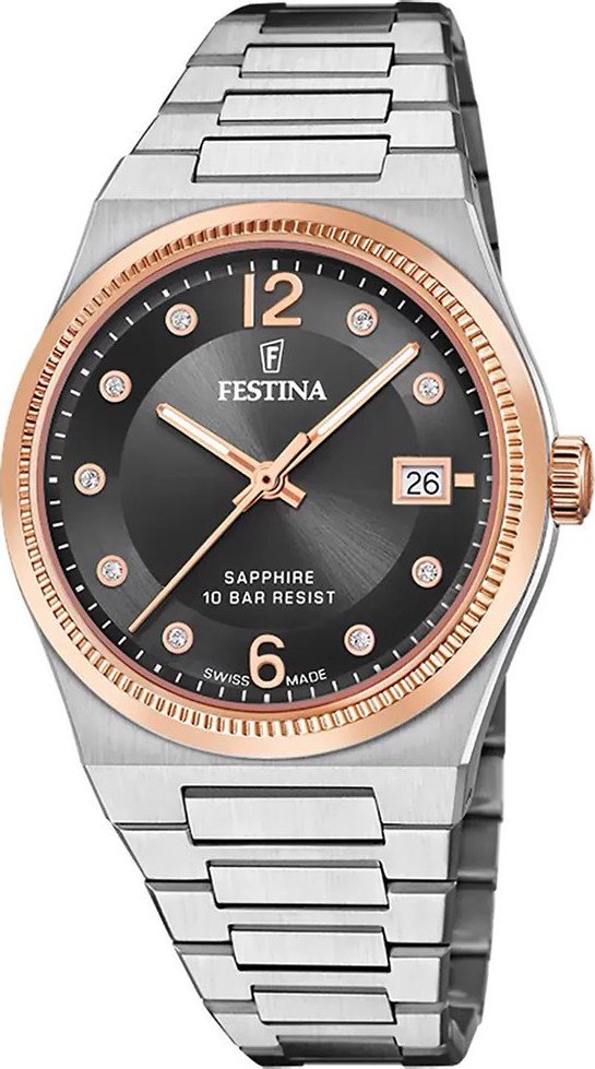 Zegarek Festina Zegarek damski Festina F20037-3 CYRKONIE srebrny