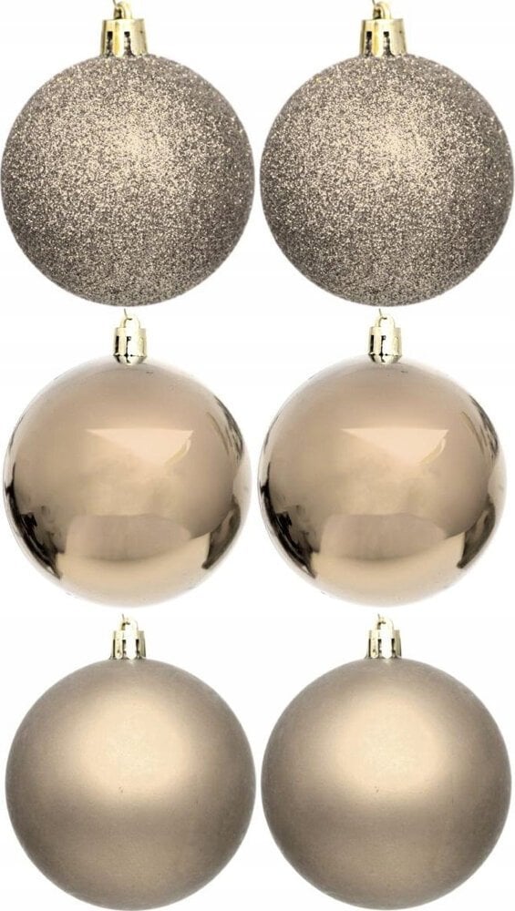 Koopman BOMBKA DEKORACYJNA PLASTIKOWA BEZPIECZNA 6SZT ŚR 80MM CHAMPAGNE