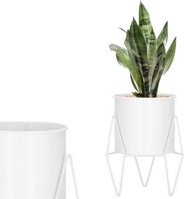 Springos Stojący kwietnik 22 cm stojak z doniczką na kwiaty nowoczesny loft biały mat UNIWERSALNY