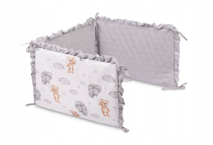 Sensillo Ochraniacz do łóżeczka muślin Teddy szary