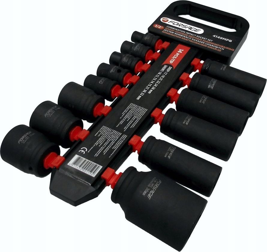 Forsage Zestaw nasadek udarowych kombi 14el. 1/2" (krótkie: 10-32mm; głębokie: 17-36mm)