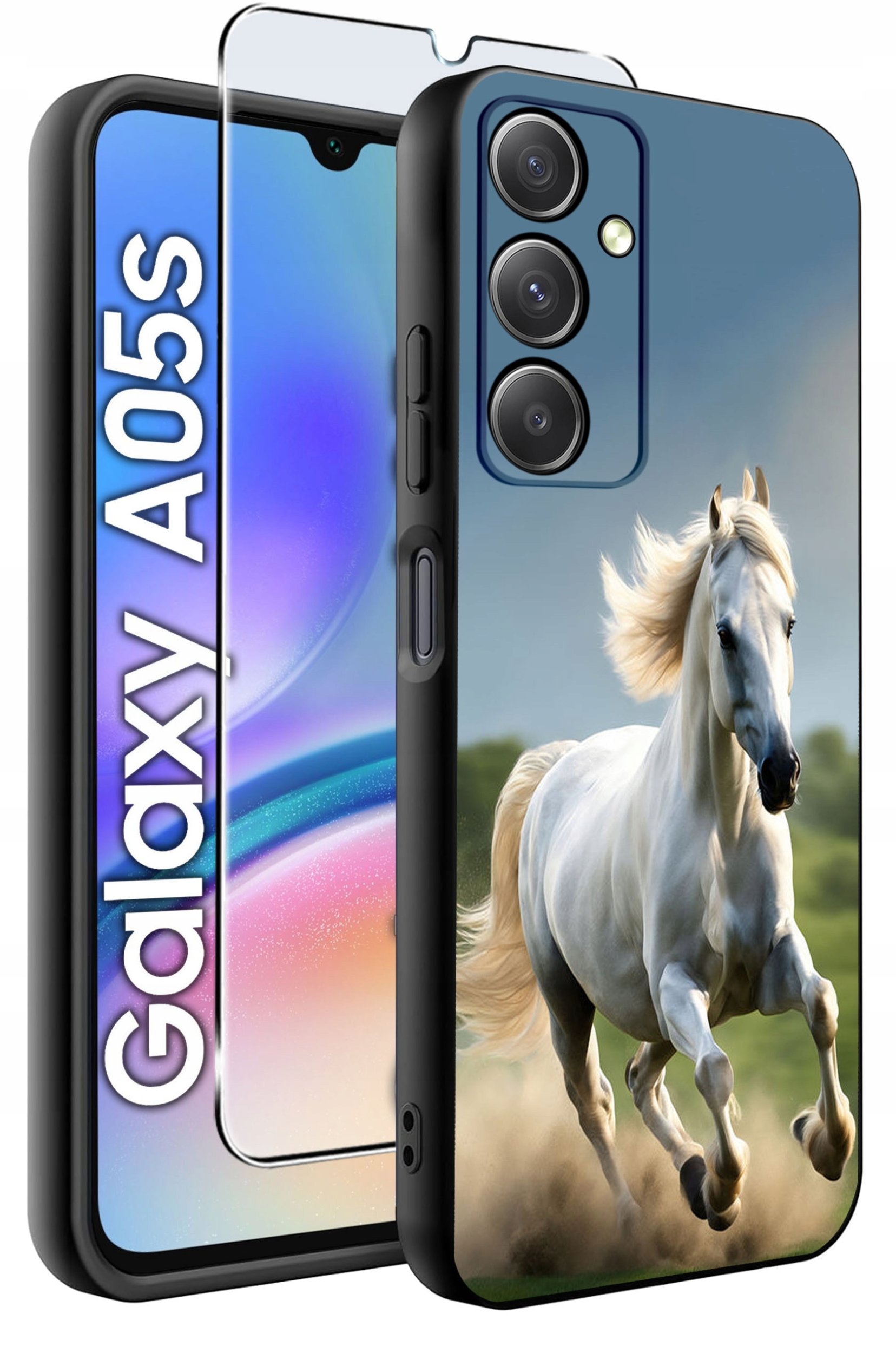 ETUI do Samsung A05s WZORY | SILIKONOWE MATT CASE + SZKŁO 9H