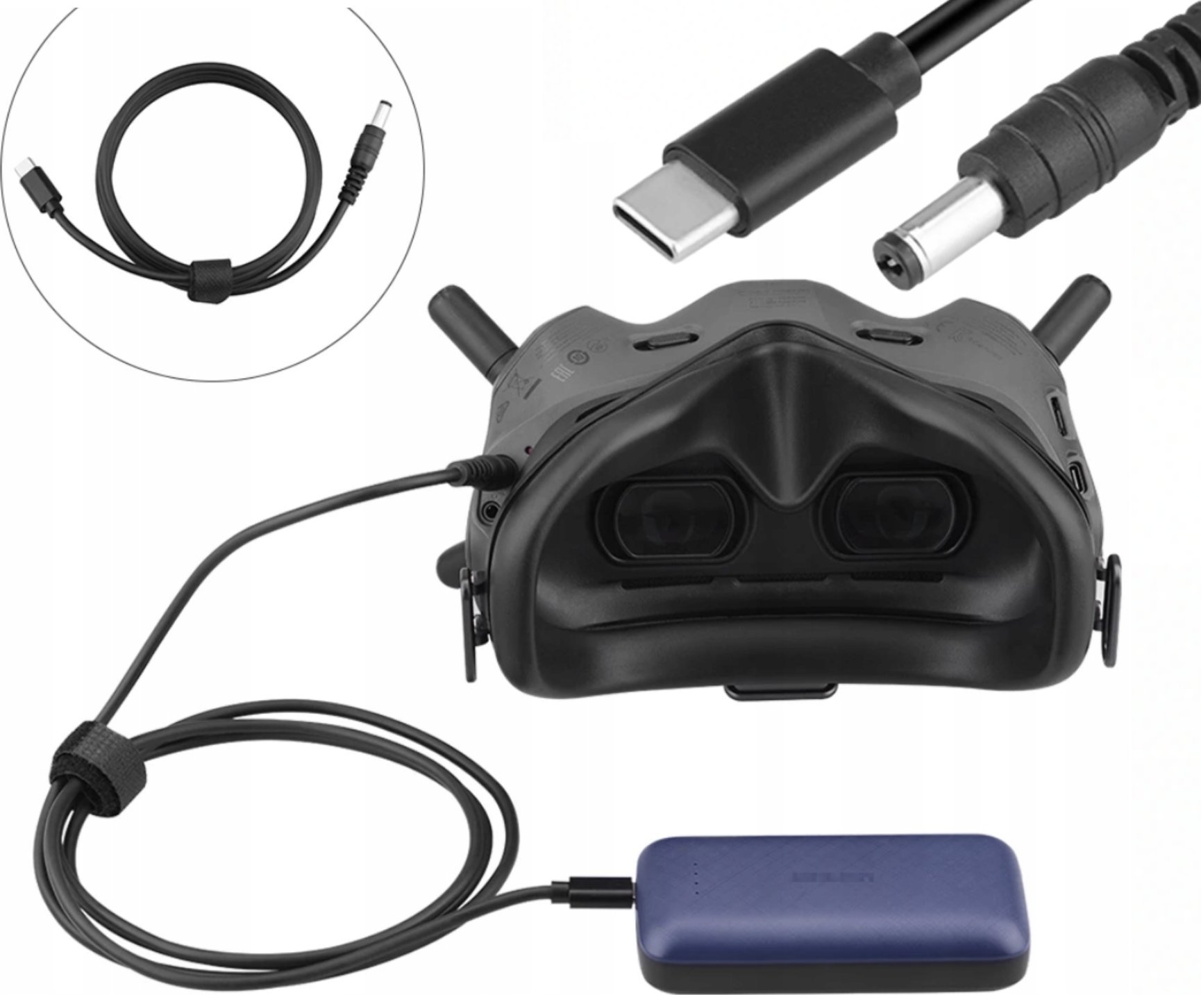 Kabel zasilający BRDRC KABEL ZASILAJĄCY DO ŁADOWARKI POWERBANKA DJI AVATA GOGLE FPV V2 USB C - DC 153 CM PD