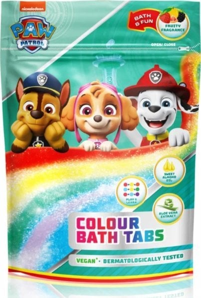 Air-val, Psi Patrol Barwinki koloryzujące do kąpieli, truskawka, jeżyna, pomelo, 9 x 16g