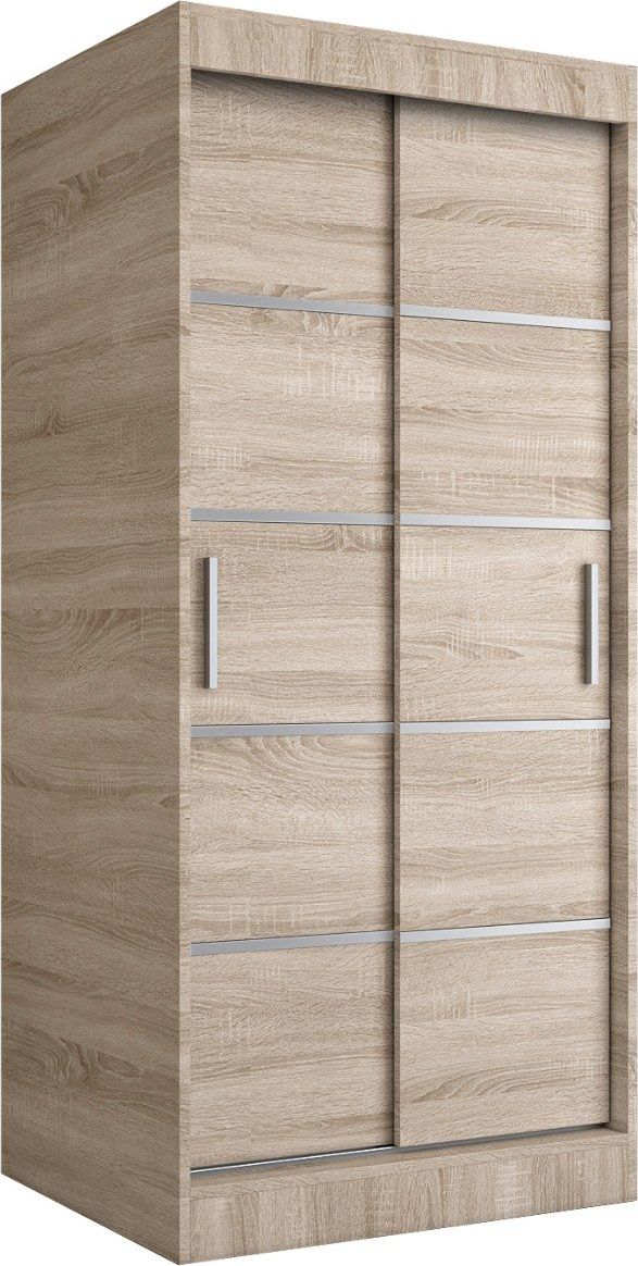 MKPOL Szafa przesuwna MODUO COMFORT 90 dąb sonoma z listwami