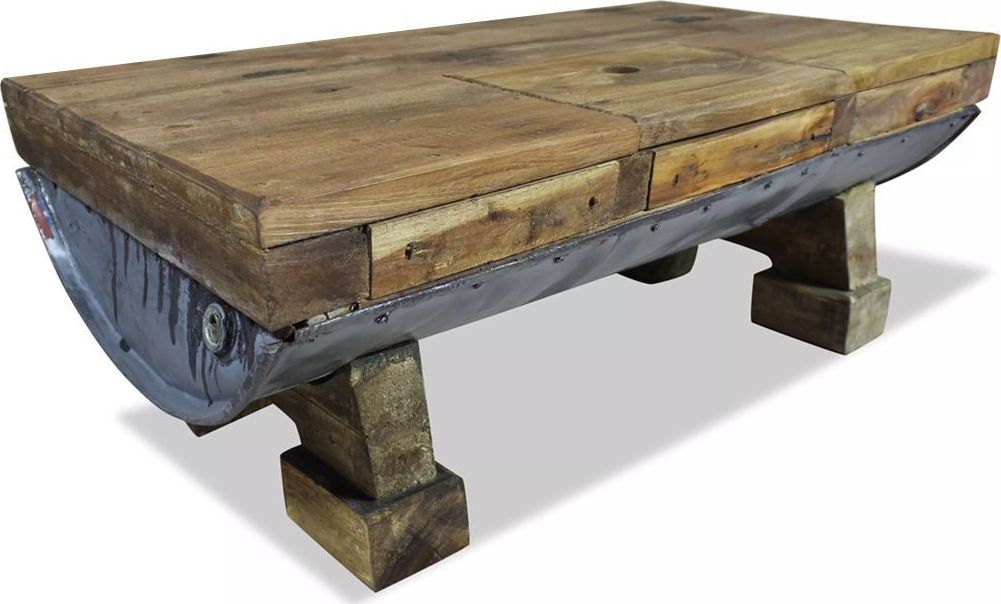 vidaXL Stolik kawowy z litego drewna z odzysku, 90x50x35 cm