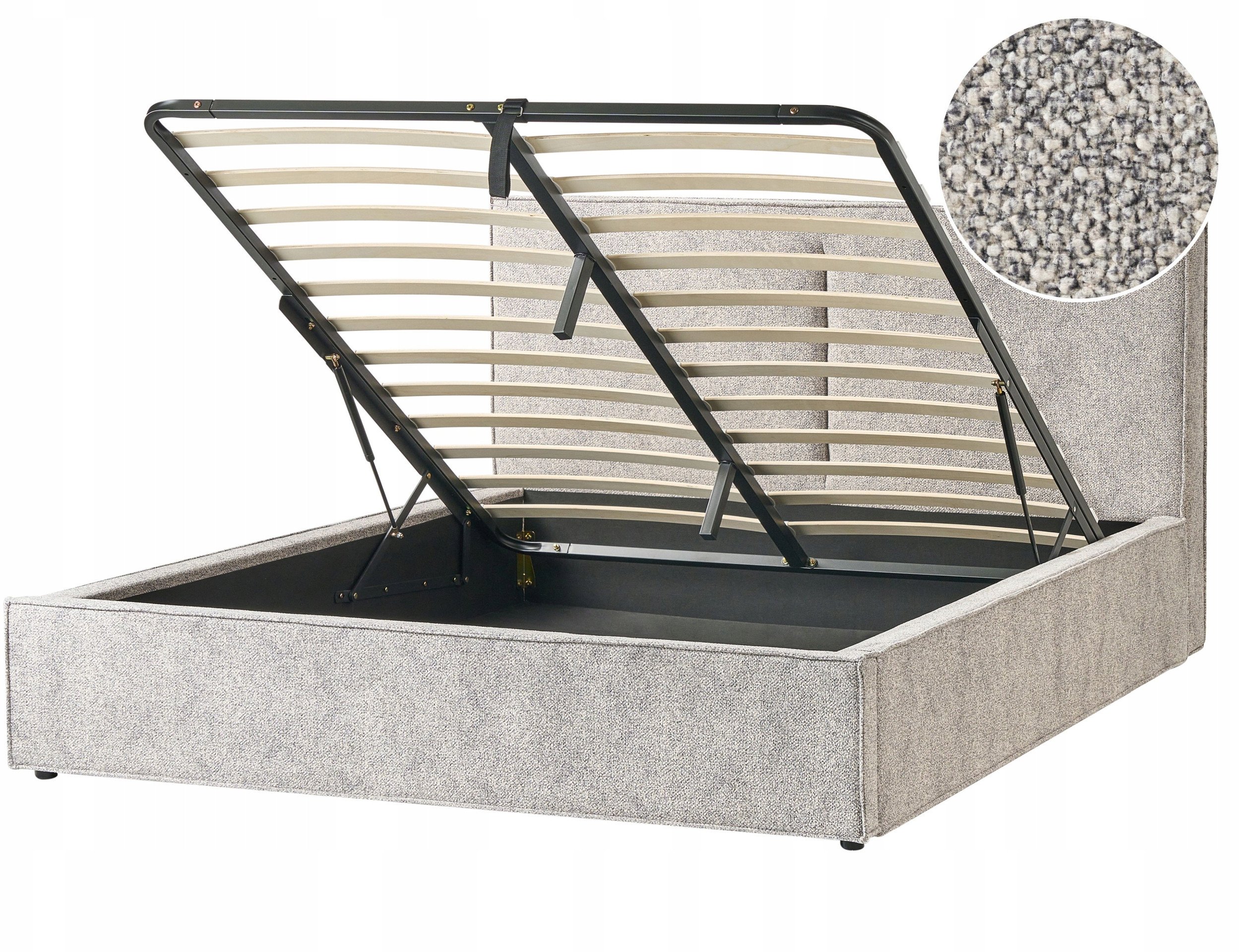 Łóżko z pojemnikiem Dzianina welurowa MOISSAC 160 x 200 cm Szary/ beżowy