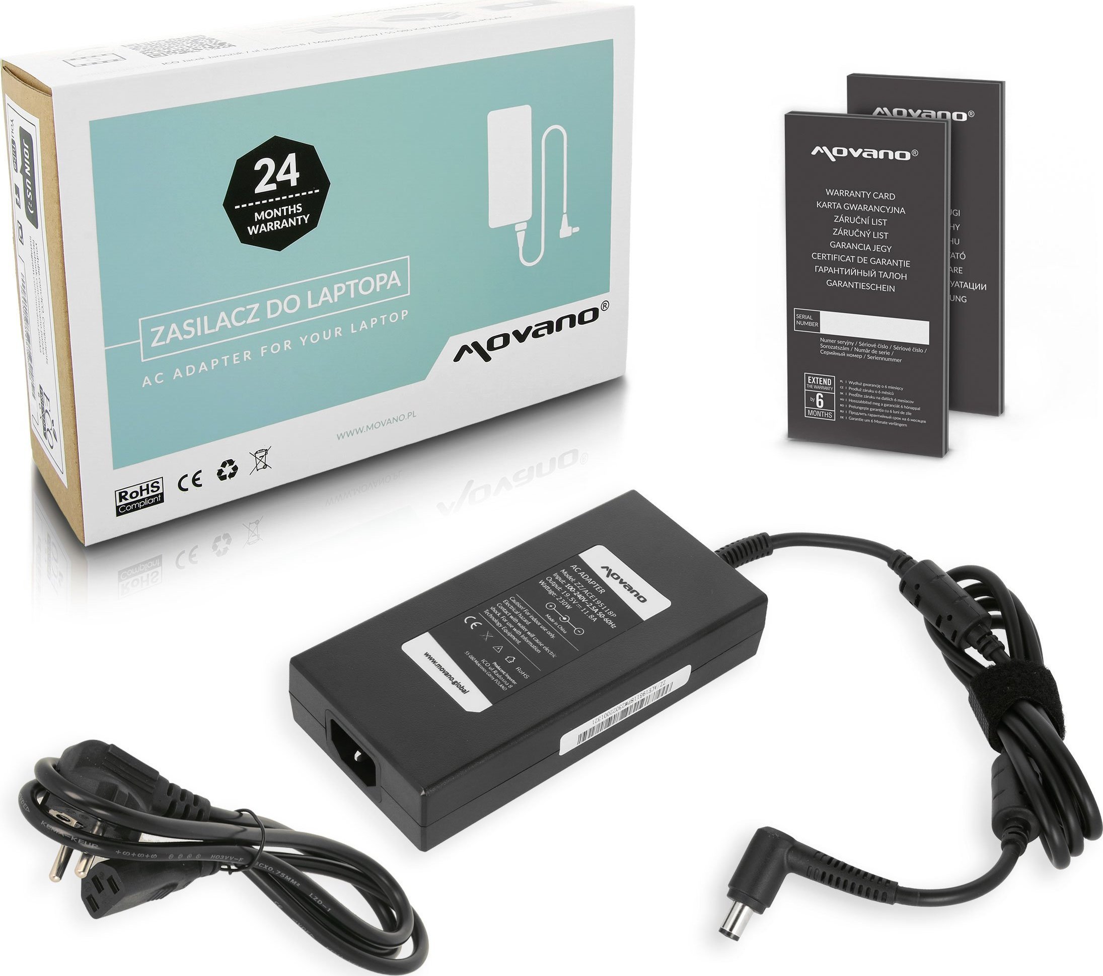 Zasilacz do laptopa Movano Ładowarka do Acer 19.5v 11.8a 230W 7.4x5.0mm pin