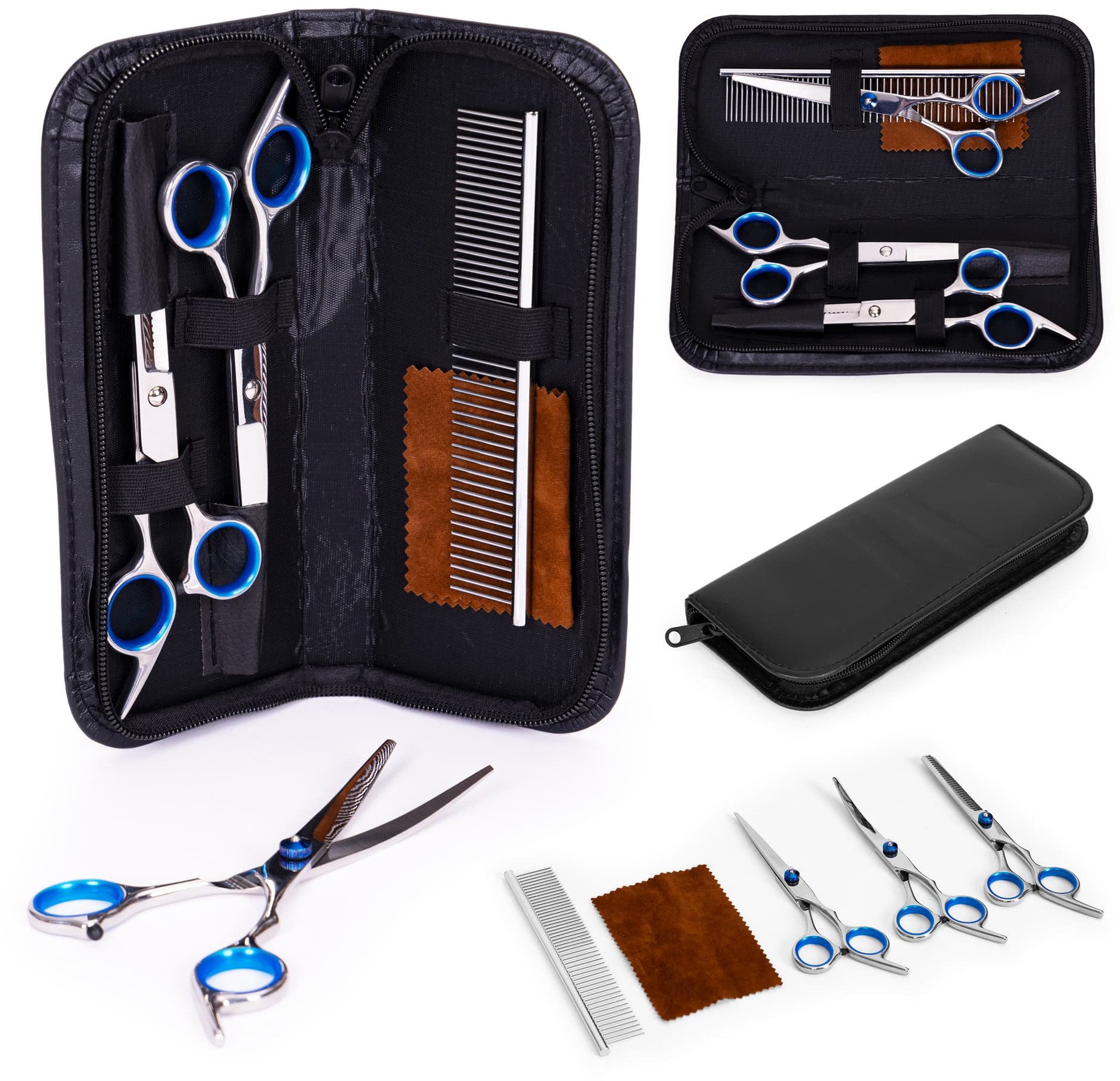 Zestaw groomerski do strzyżenia psów kotów nożyczki grzebień etui Petsi