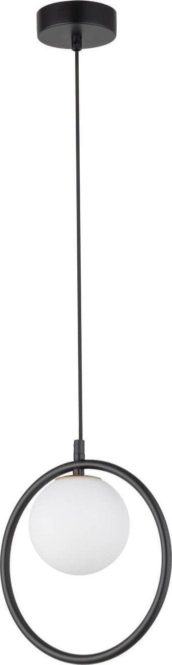 Lampa wisząca Sigma Czarna lampa wisząca Ring nowoczesny zwis szklana kula