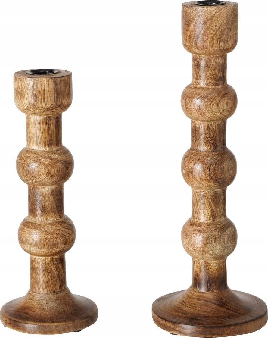 Boltze Drewniane świeczniki rzeźbione BUBBLES, 2 sztuki