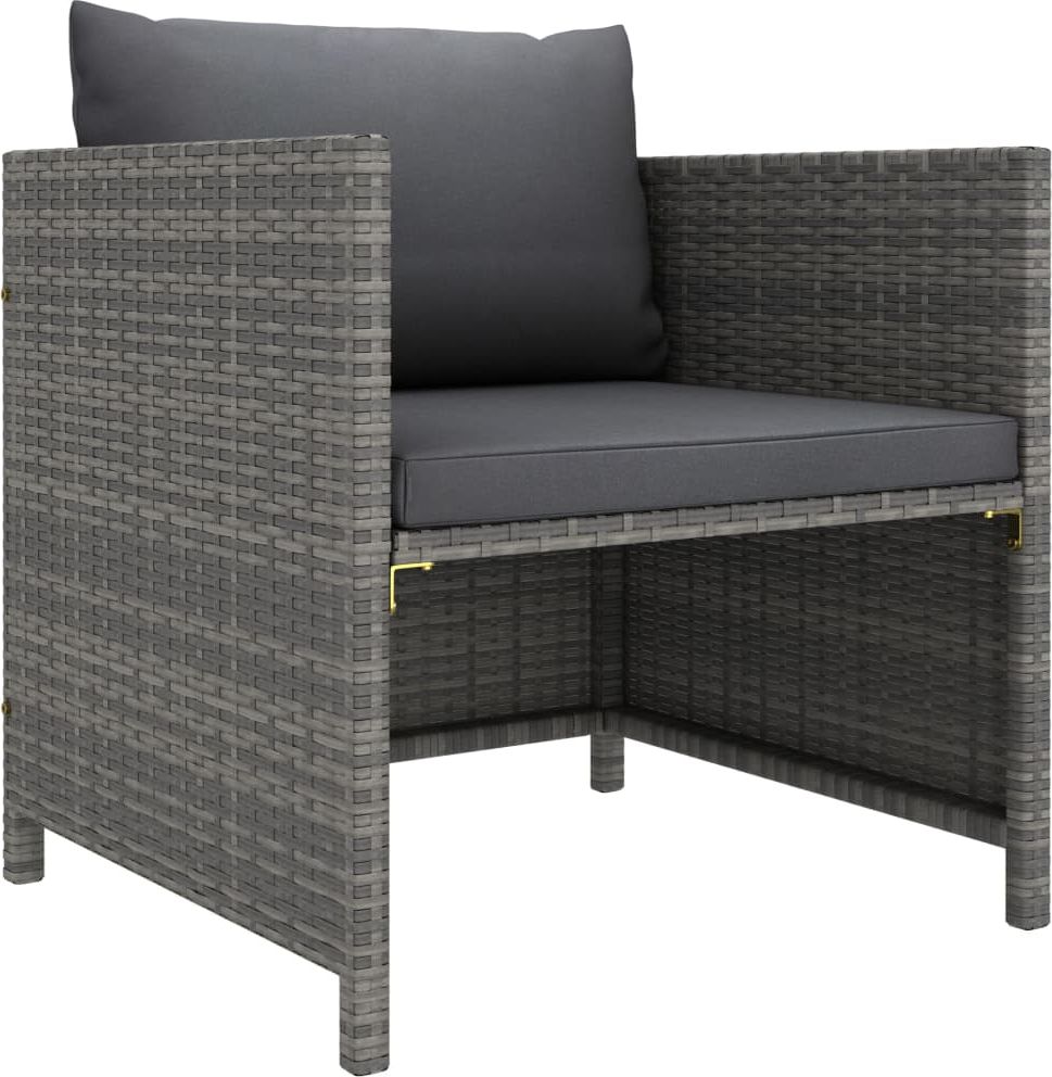 vidaXL Sofa ogrodowa z poduszkami, szara, polirattanowa