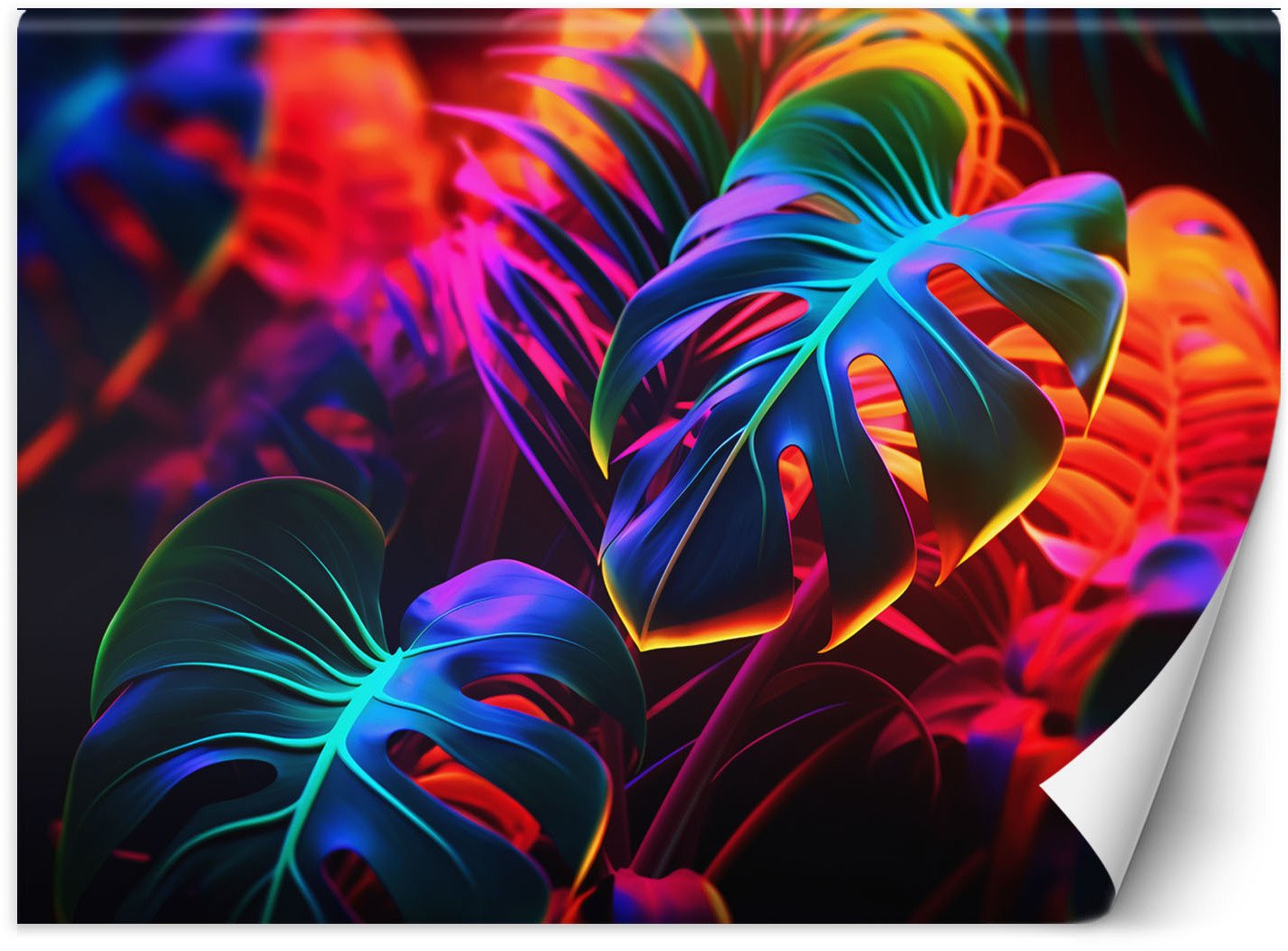 Feeby Fototapeta Liście monstera w neonowych barwach 450x315 xxl