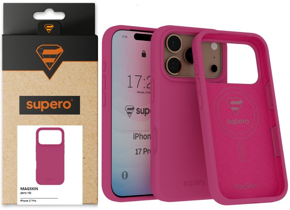 Etui silikonowe Supero MagSkin MagSafe do iPhone 17 Pro, różowe
