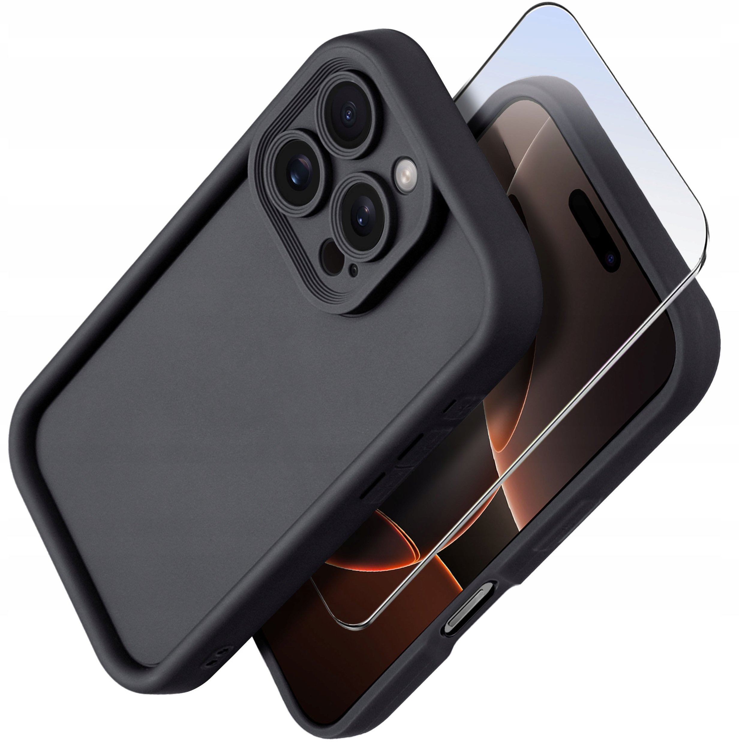 Etui do iPhone 16 Pro silikonowe MATOWE + Szkło ochronne na ekran 9H