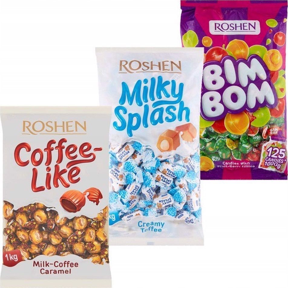 Roshen Cukierki Mix 3 smaków 1 kg x 3 sztuk