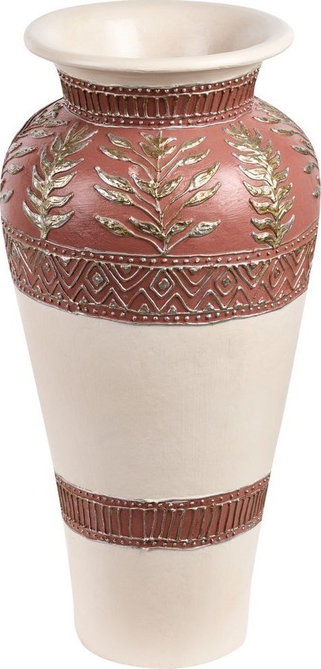Beliani Wazon dekoracyjny z terakoty 60 cm biało-brązowy SEPUTIH