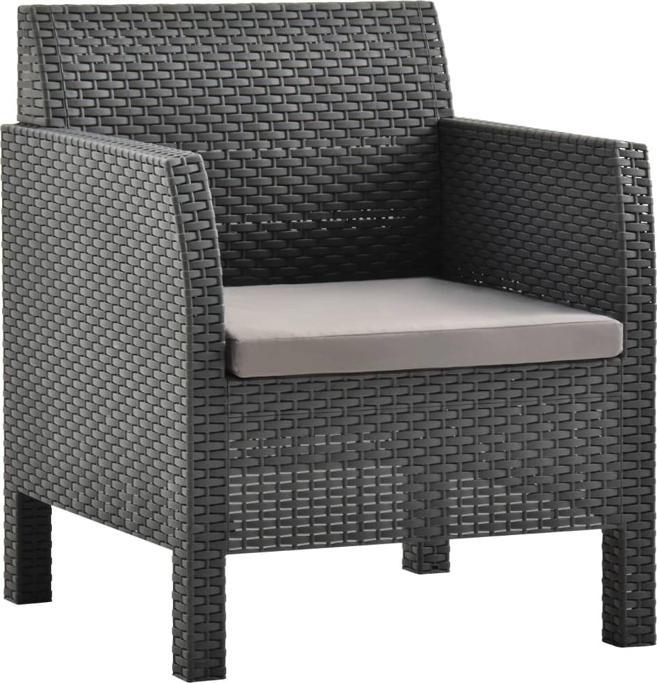 vidaXL Krzesło ogrodowe z poduszką, PP, antracytowe
