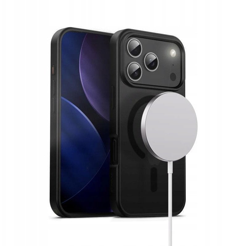 Crong Hybrid Frost MAG Cover - Etui MagSafe iPhone 17 Pro (czarny)