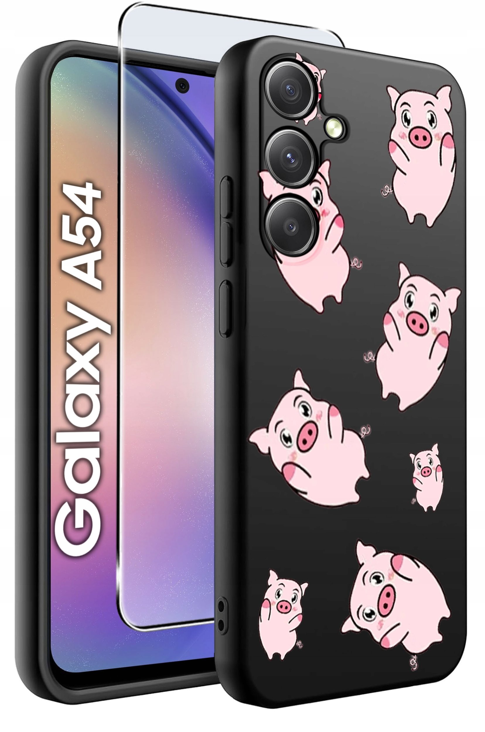 ETUI do Samsung A54 5G WZORY | SILIKONOWE MATT CASE + SZKŁO 9H