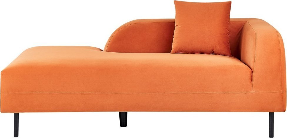 Beliani Szezlong welurowy prawostronny pomarańczowy LE CRAU