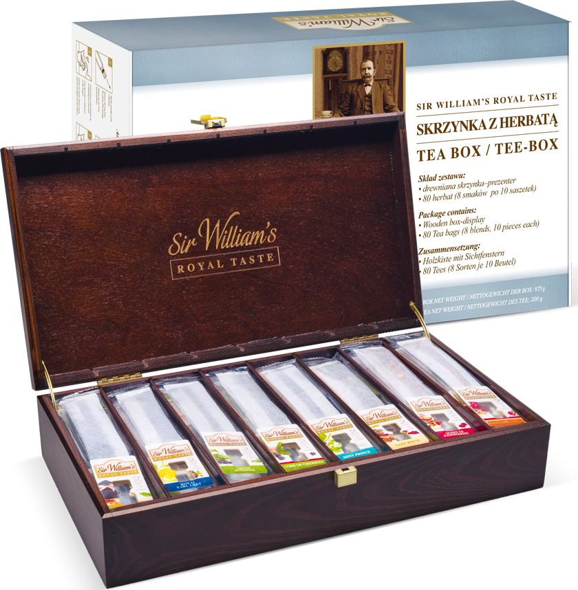 Sir Williams Zestaw herbat w skrzynce - 8 różnych herbat - łącznie 80 saszetek