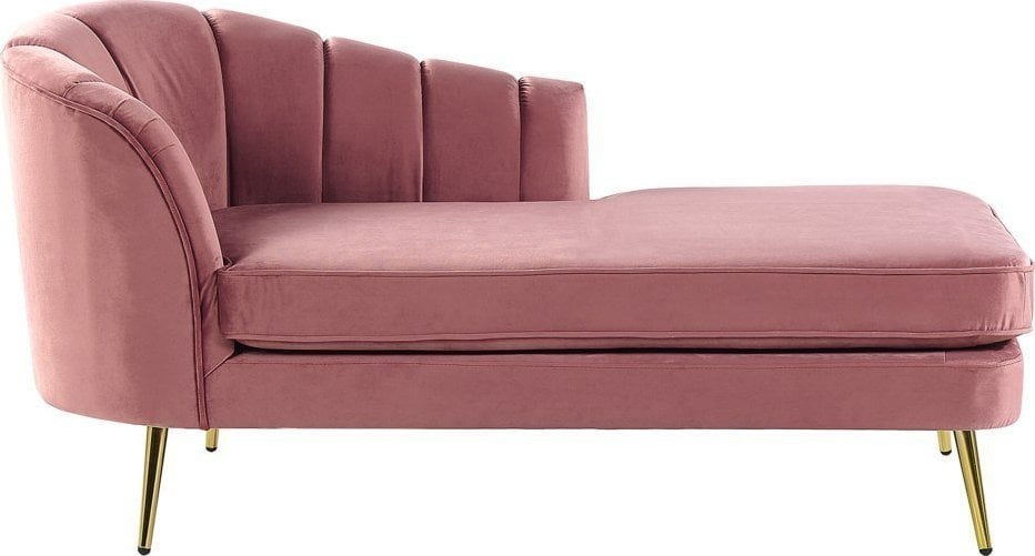 Beliani Szezlong welurowy lewostronny różowy ALLIER!