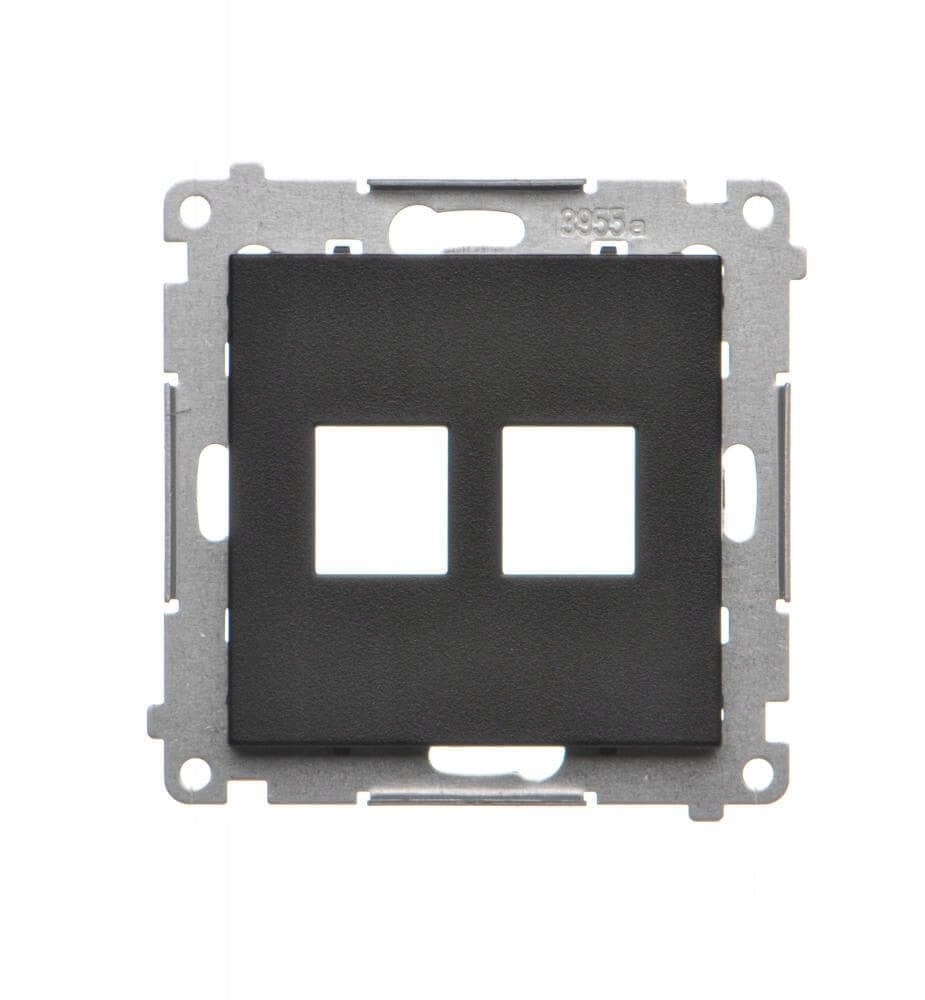 Kontakt-Simon Pokrywa gniazd teleinformatycznych na Keystone płaska podwójna Czarny mat TKP2.01/149