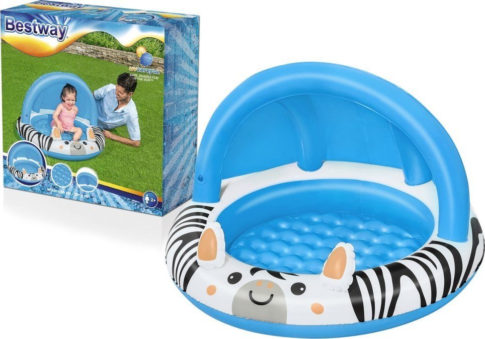 Bestway Basenik dmuchany z daszkiem i pompowanym dnem Zebra 97cm x 66cm (52559)