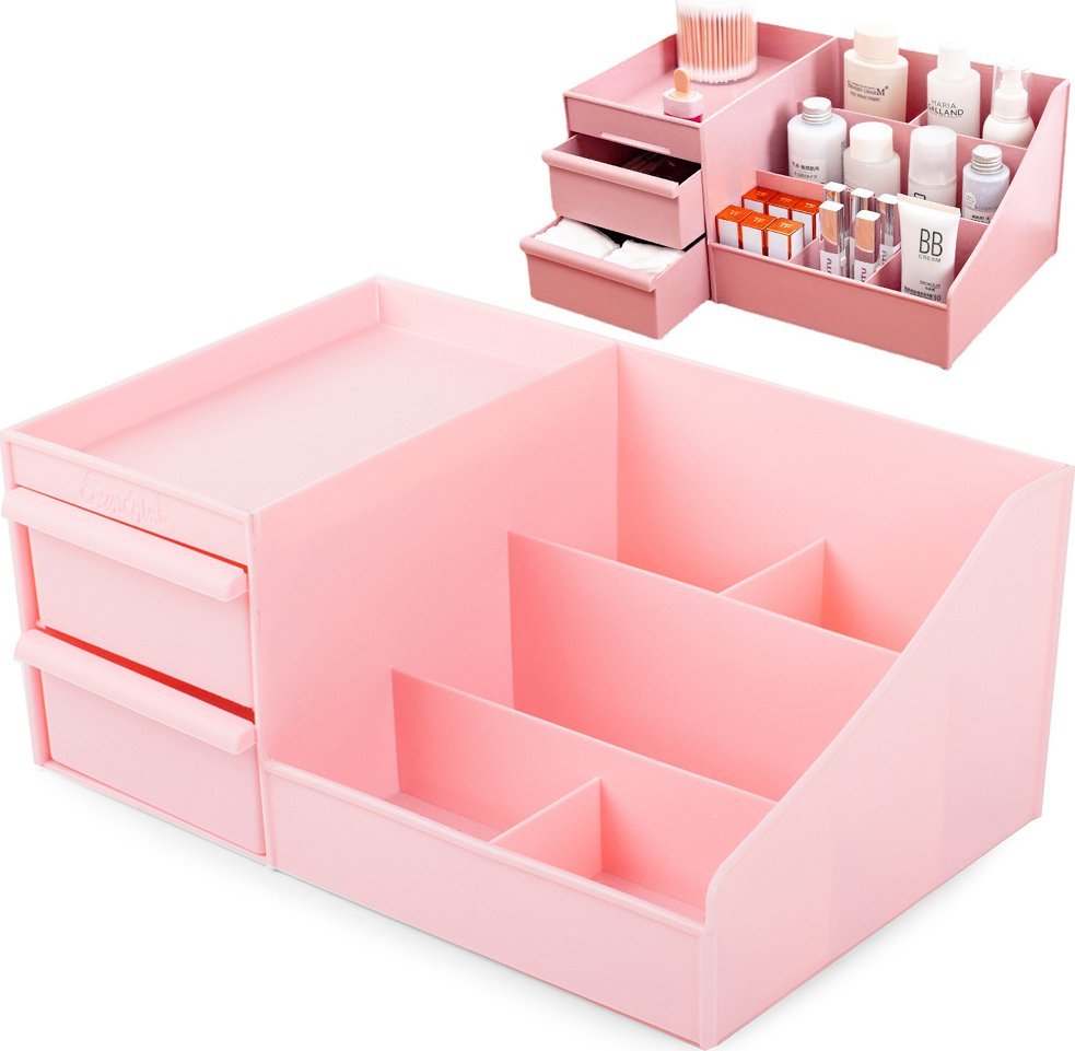 Verk Szkatułka organizer na kosmetyki biżuterię pojemnik z dwoma szufladkami Szkatułka organizer na kosmetyki biżuterię pojemnik z dwoma szufladkami