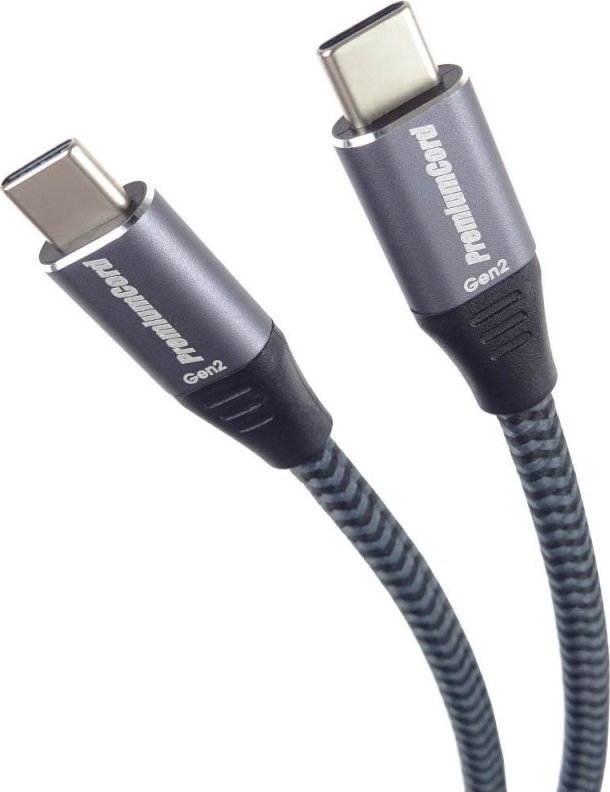 Kabel USB PremiumCord USB-C - USB-C 0.5 m Czarno-szary (ku31cr05)