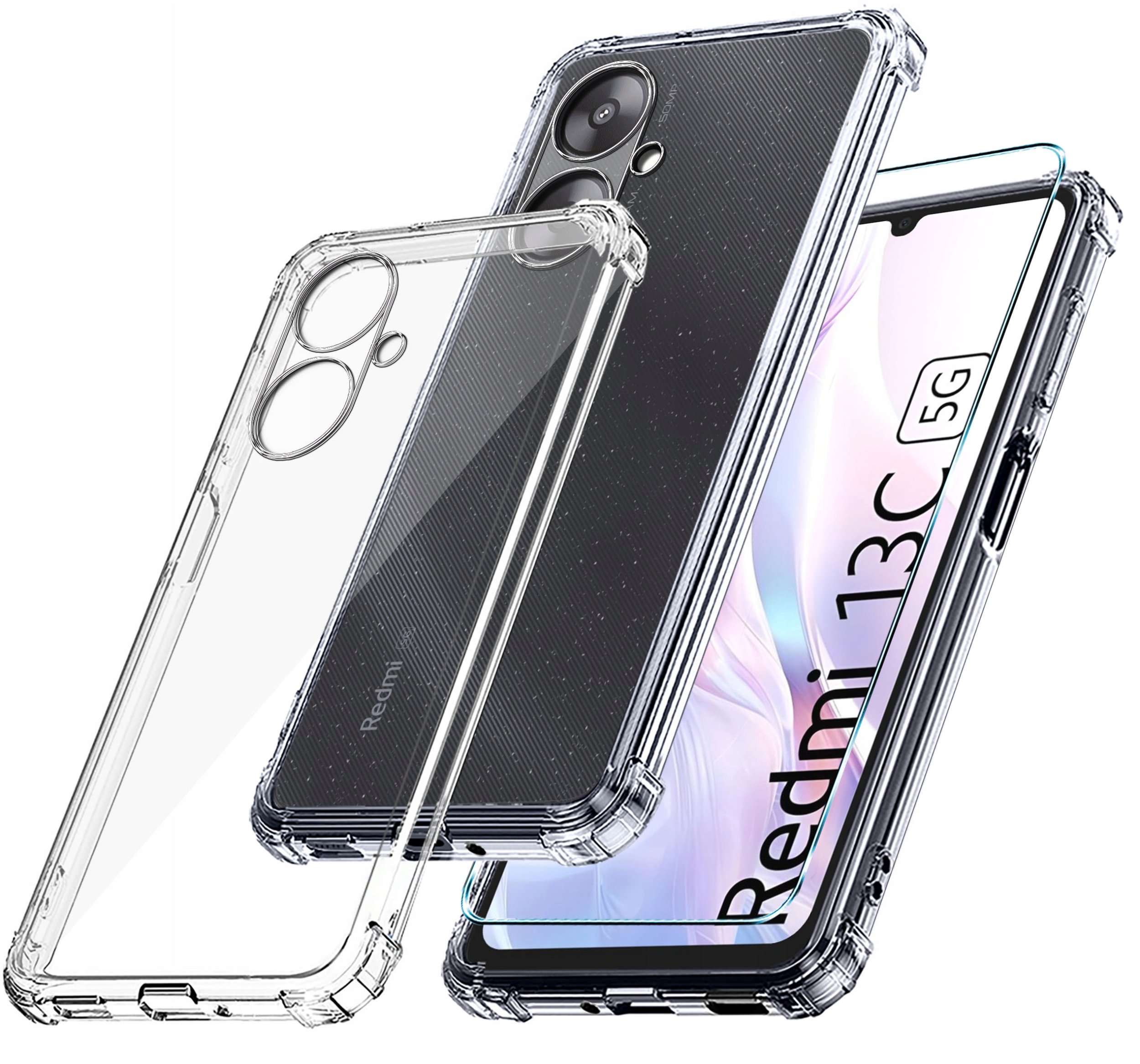 Etui do Xiaomi Redmi 13C 5G ANTI-SHOCK CLEAR CASE + Szkło 9H