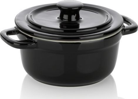 Kela Naczynie żaroodporne z pokrywką, ceramika, śred. 14 x 9,5 cm, czarne / Kela