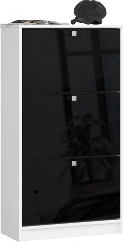 Fabryka Mebli Akord SZAFKA NA BUTY 3 UCHYLNE DRZWICZKI 60 cm BIAŁA / CZARNY POŁYSK