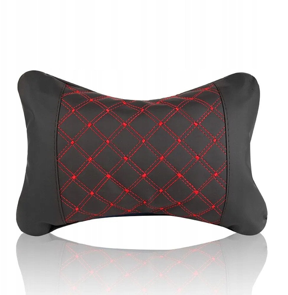 Poduszka na zagłówek do samochodu z przeszyciem czarno czerwona