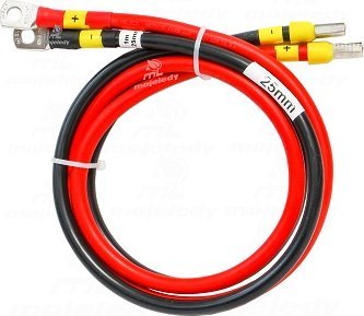 Mojeledy 2x 100cm czerwony i czarny kabel łączeniowy akumulatora inwertera 25mm