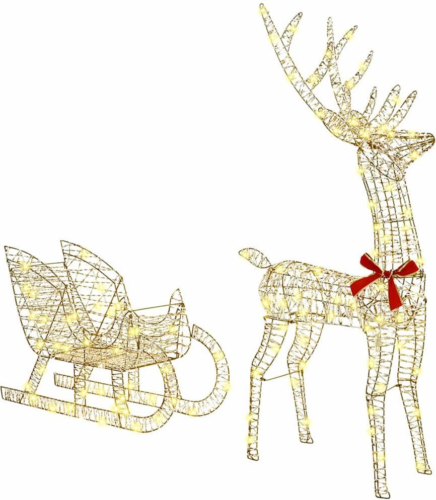 vidaXL Renifer ciągnący sanie Ciepła biel 70 x 26 x 128,5 cm PET