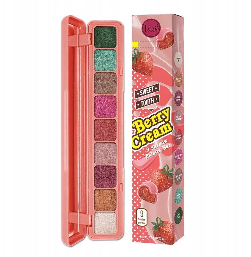 J.CAT BEAUTY_Sweet Tooth 9 Shadow Palette Bar paleta cieni do oczu 101 Berry Cream 7,2g