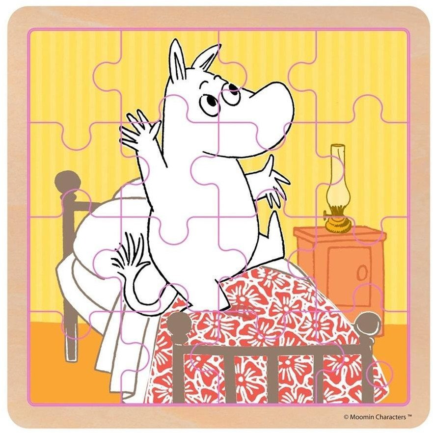 Drewniane puzzle,16 el. muminki - psoty przed snem