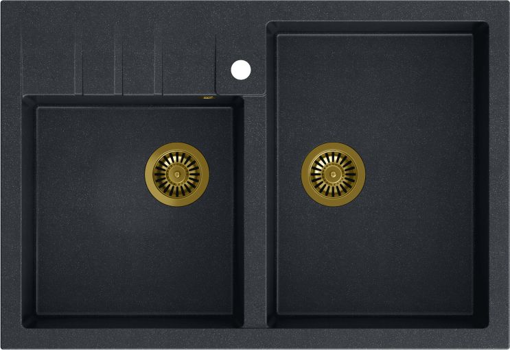 Zlewozmywak Quadron BILL 120 GraniteQ black diamond/elementy złote