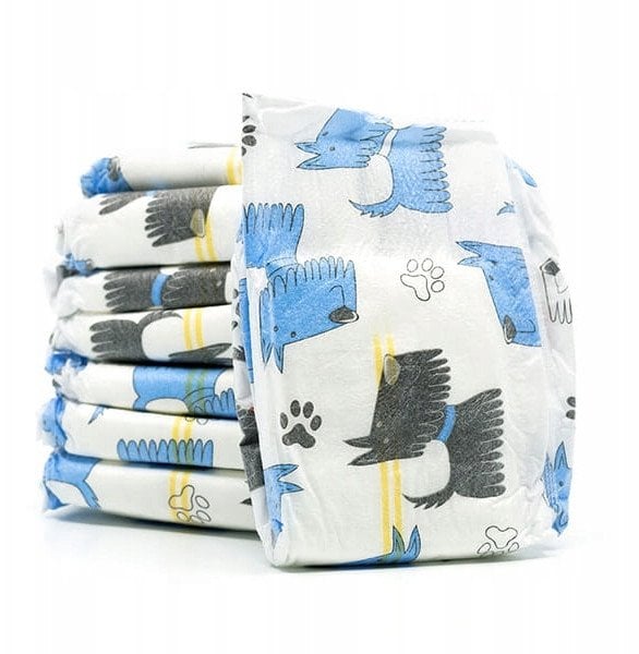 Šunų patinų vienkartinės sauskelnės Misoko&Co, citrinų kvapo, M, 12 vnt.