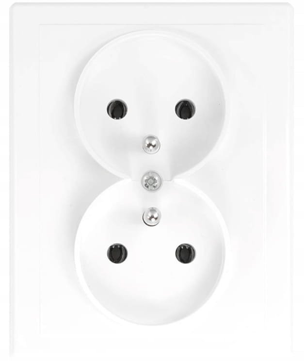 Gniazdo podwójne z uziemieniem IP20 16A 250V Podtynkowe Białe