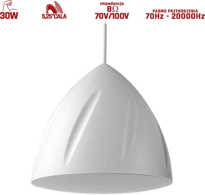 Głośnik wiszący Power Dynamics 1szt PDS40W 100V / 8 Ohm - 5,25 cala - biały one size