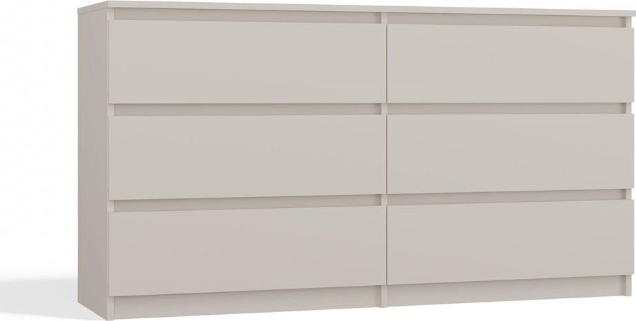 Topeshop Nowoczesna komoda, 6 szuflad, Malwa, 138x40x75 cm, kaszmir