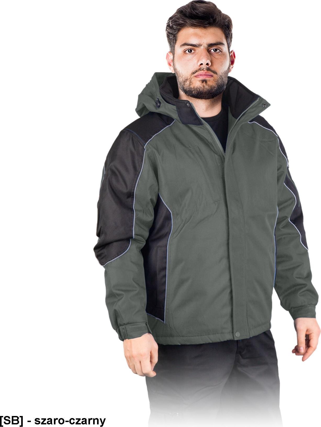 Kurtka męska R.E.I.S. LH-BLIZZARD - Kurtka ochronna ocieplana - szaro-czarny 3XL