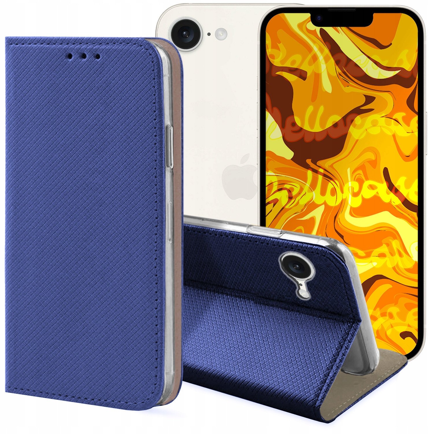 ETUI Z KLAPKĄ DO APPLE IPHONE 16E GRANATOWE ZAMYKANE MAGNETYCZNE OCHRONNE