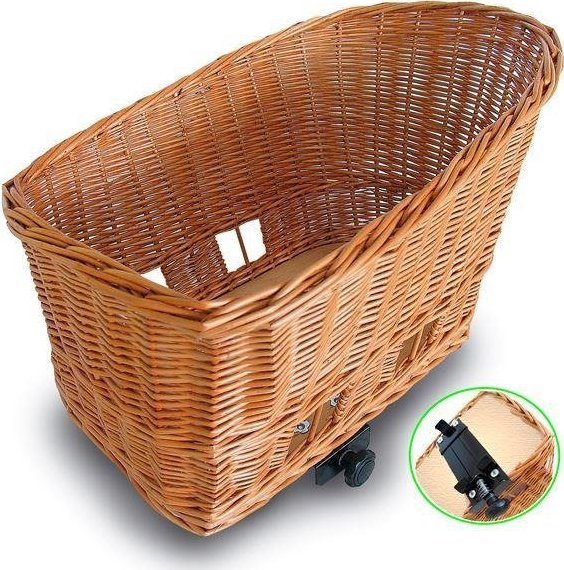 Kemer Kosz na tylny bagażnik BASIL PASJA dla zwierząt 50cm + SENNA system clamp device, wiklinowy varnished natural