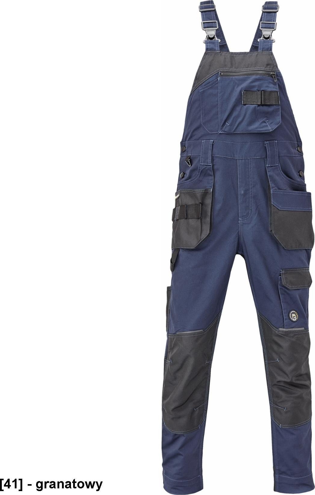 CERVA DAYBORO ogrodniczki - męskie ogrodniczki robocze, odblaskowe elementy, 62% bawełna, 32% poliester, 3% spandex - ciemnobrązowy 48