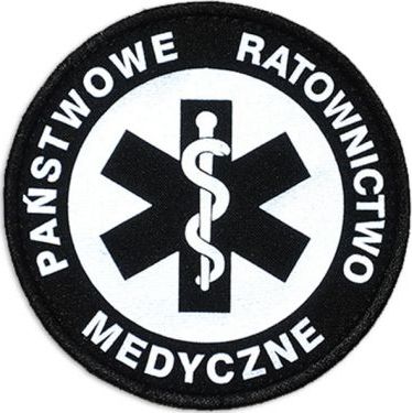 Polska Firma Emblemat odblaskowy PAŃSTWOWE RATOWNICTWO MEDYCZNE na rzepie 8,5 cm