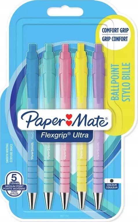 Paper Mate PAPER MATE Kugelschreiber Flexgrip Ultra Pastel. M sch. 5er Blister